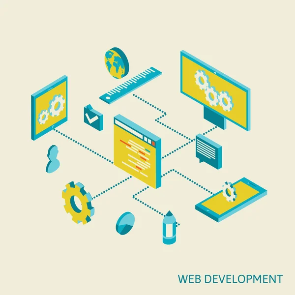 Ilustración isométrica de la analítica del sitio web — Archivo Imágenes Vectoriales