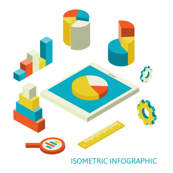 Isometrische Business Finance Analytics, Diagrammgrafik — Stockvektor