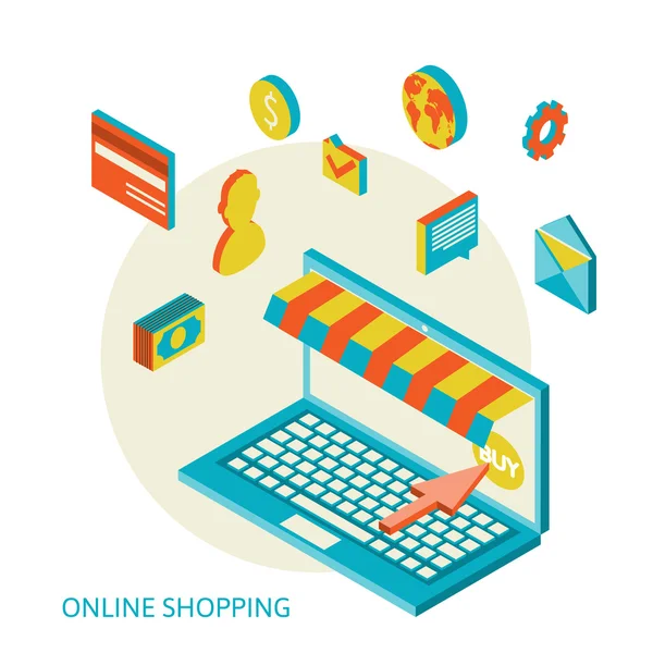 Mobil pazarlama ve çevrimiçi alışveriş için simgeler — Stok Vektör