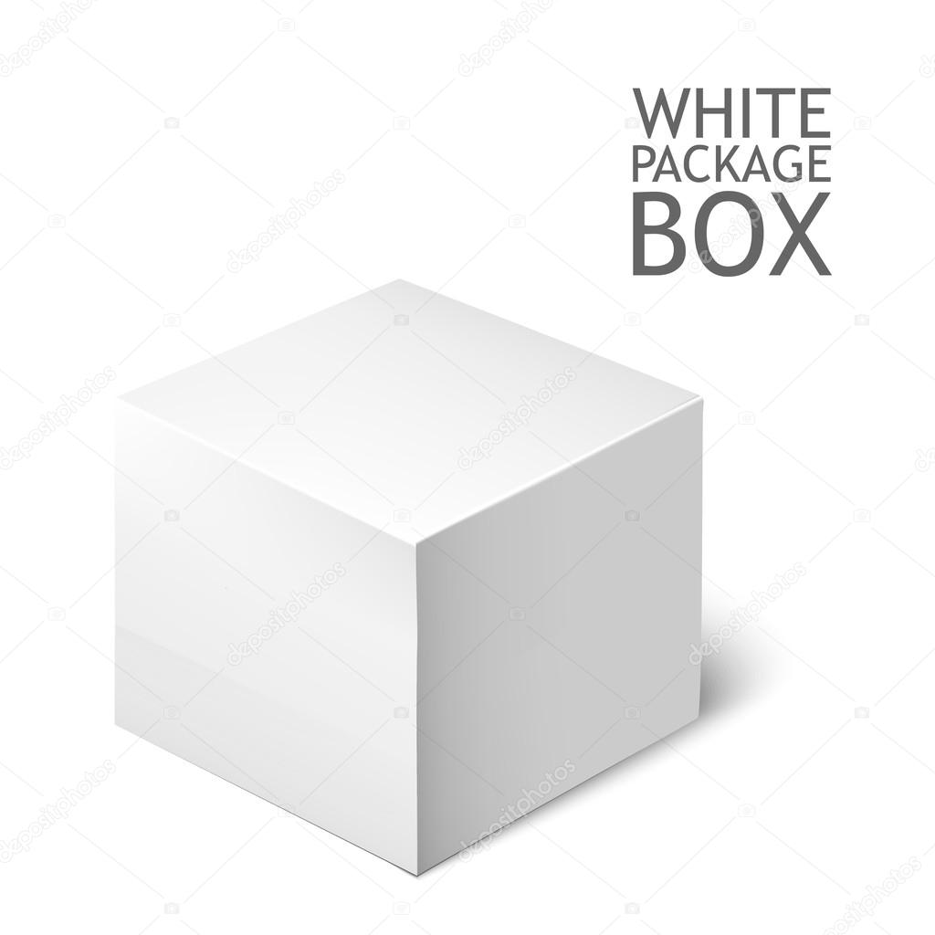 White Package Square. Cardboard Package Box.