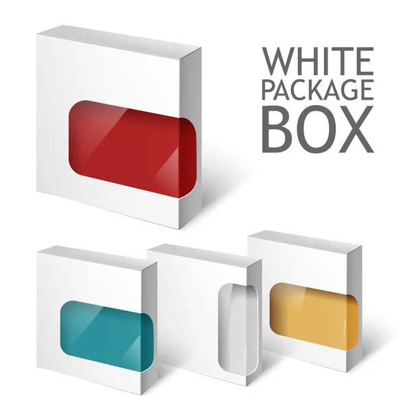 Uppsättning av vita paketet Box. Driva med mall — Stock vektor