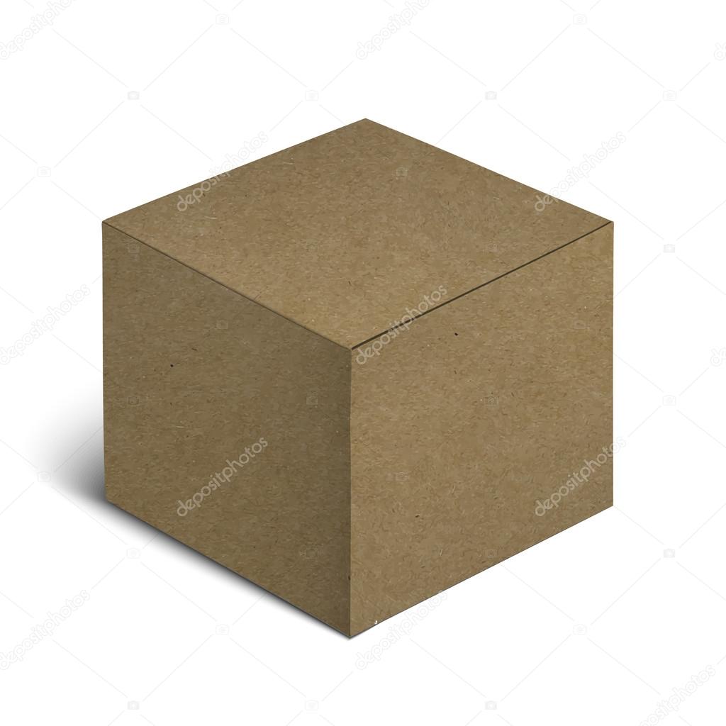 Realistic Cardboard Box Isolated On White Background