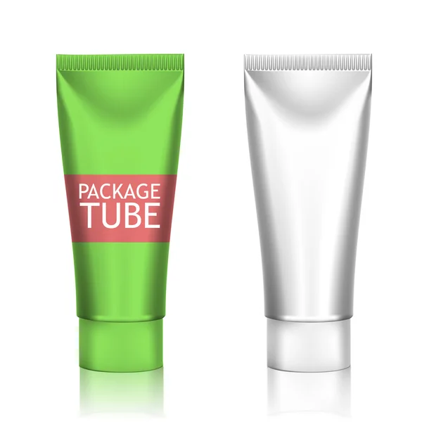 Paquetes de cosméticos en blanco, plantilla de tubo — Vector de stock
