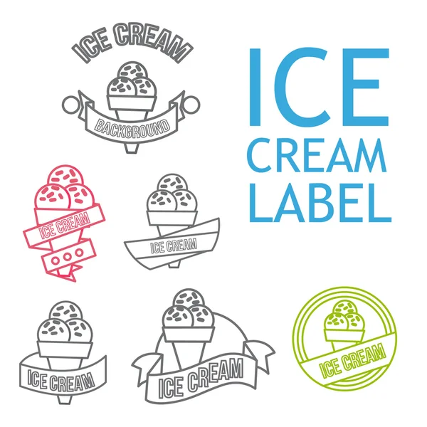 Line Ice Cream Badges — Stock Vector