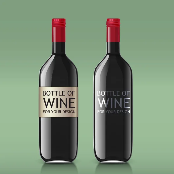 Bouteilles en verre réalistes transparentes pour le vin — Image vectorielle