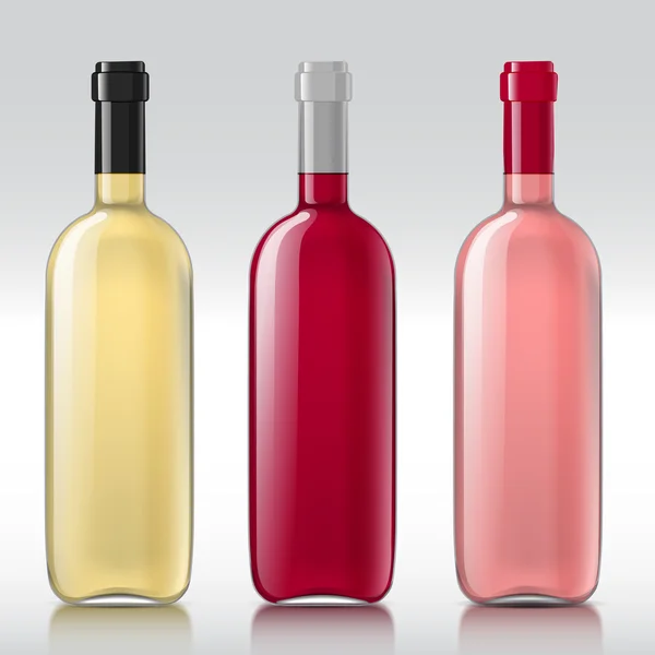 Set of realistic glass bottles — Stock Vector