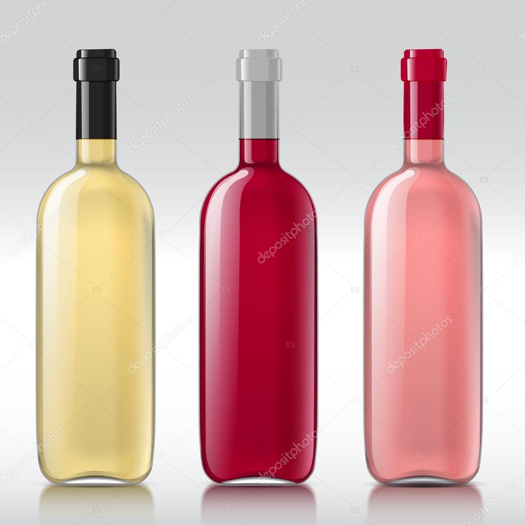 Set of realistic glass bottles