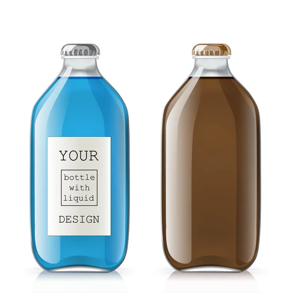 Ensemble de bouteilles en verre avec un liquide — Image vectorielle