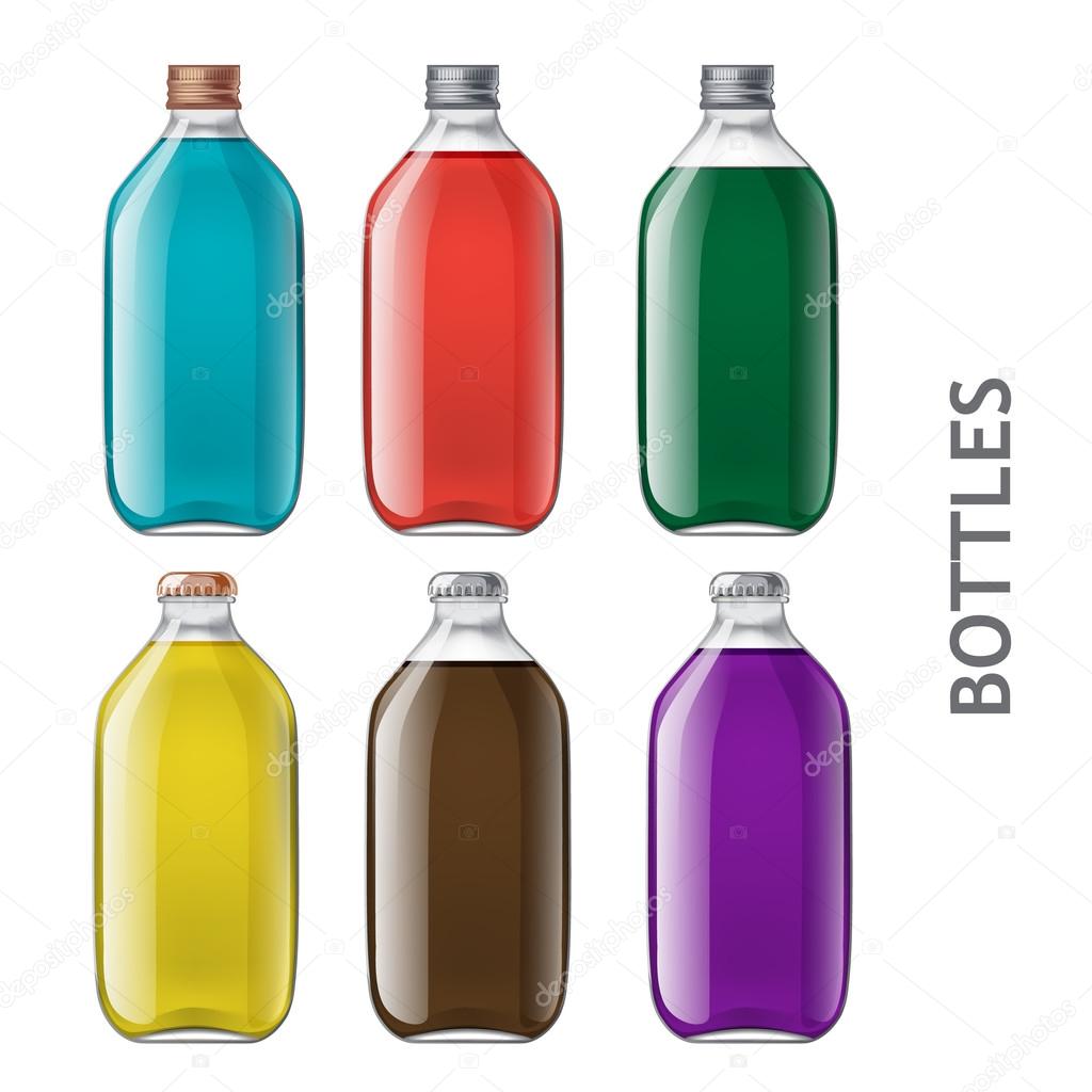 Set of realistic bottles