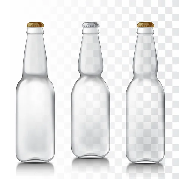 Set de botellas de vidrio realistas . — Vector de stock