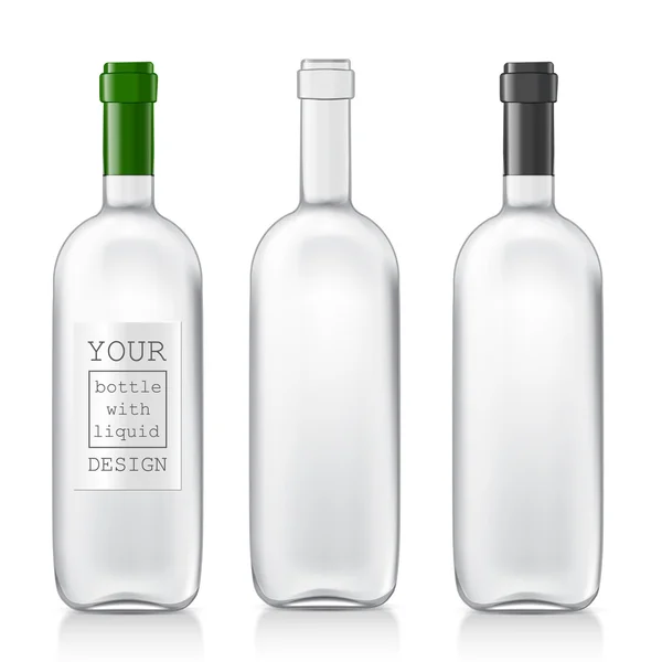 Sätta realistiska glasflaskor. — Stock vektor