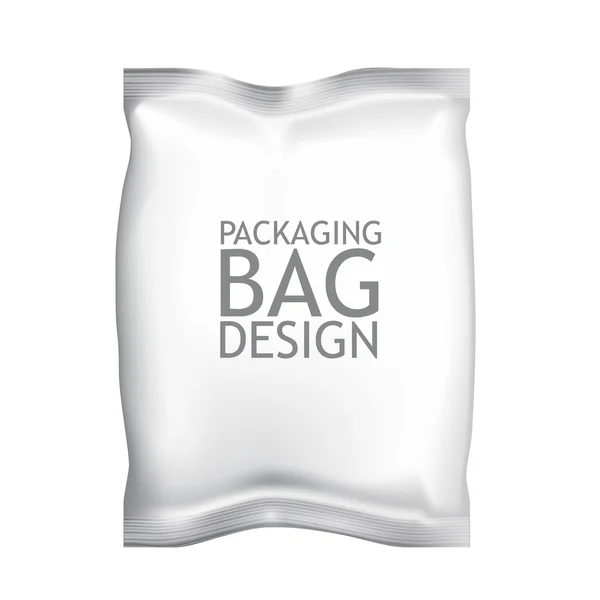 Beyaz boş folyo gıda Snack poşet çanta ambalaj — Stok Vektör
