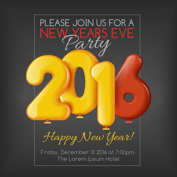 Invitación a la fiesta de Año Nuevo con globos — Archivo Imágenes Vectoriales