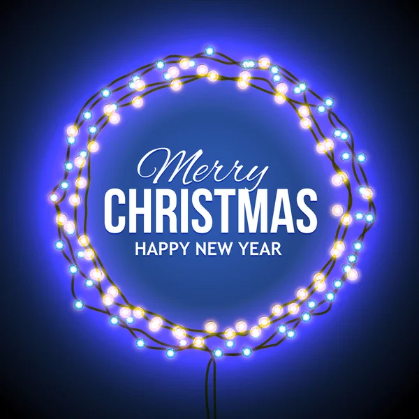 Congratulation to Christmas with blue lights — Stock Vector