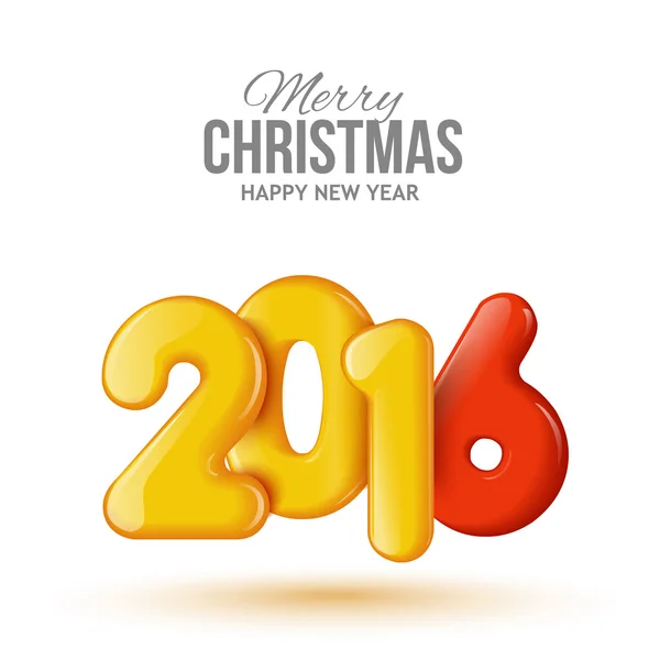 Happy New Year and Merry Christmas. Volume realistic balloons — Stock Vector