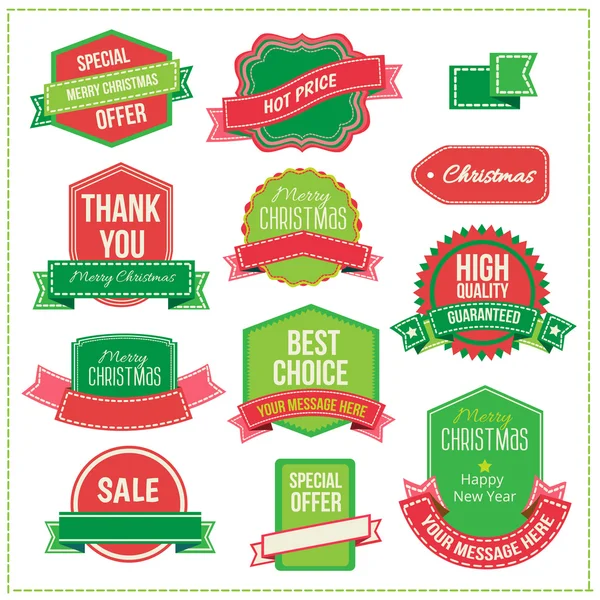 Різдвяний набір - етикетки, етикетки та декоративні графічні елементи — стоковий вектор