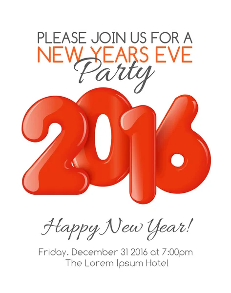 Zaproszenie na nowy rok party z czerwone balony — Wektor stockowy