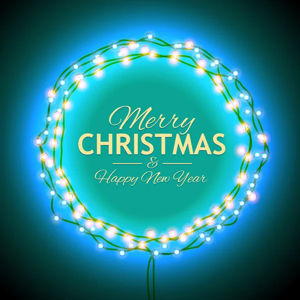 Congratulation to Christmas with blue lights — Stock Vector