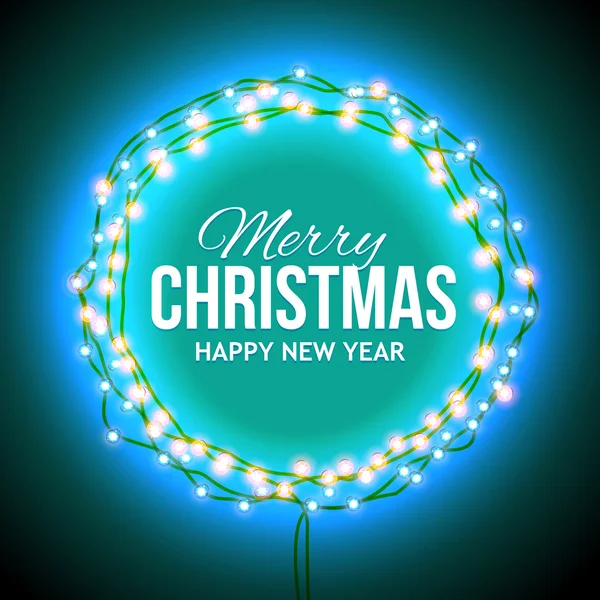 Congratulation to Christmas with blue lights — Stock Vector