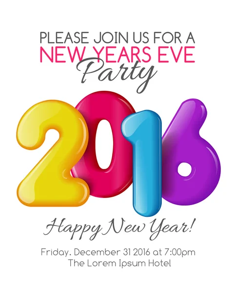 Invitación a la fiesta de Año Nuevo con números de color — Archivo Imágenes Vectoriales