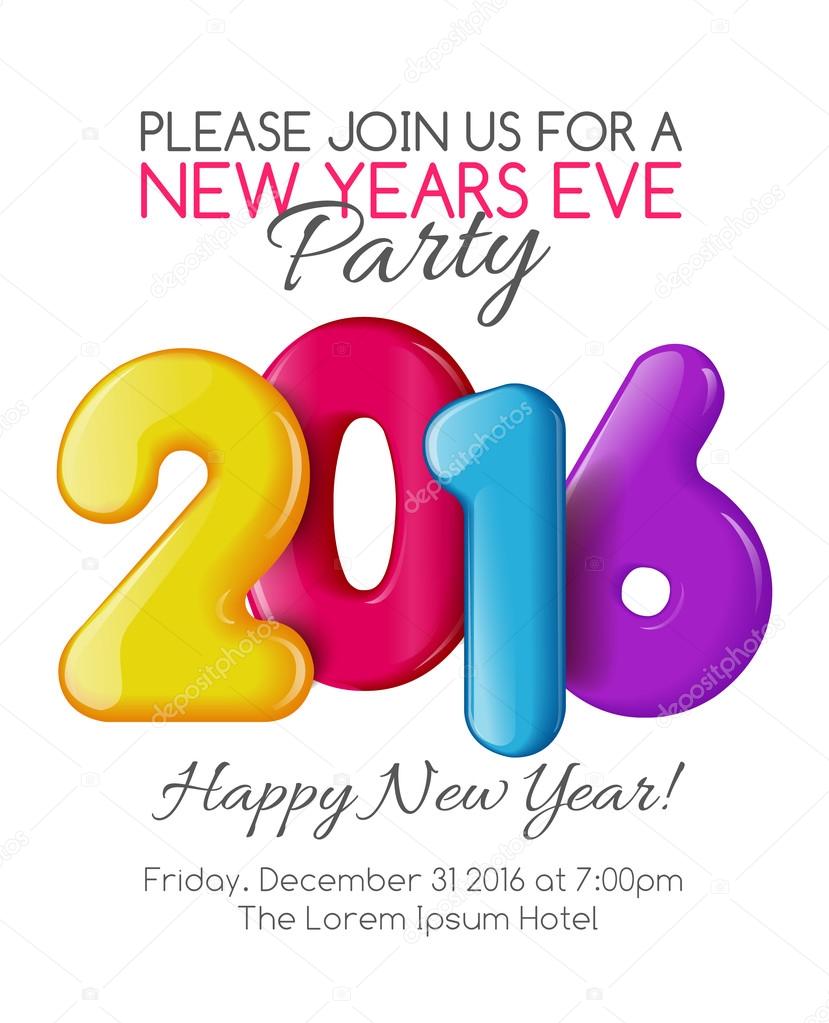 Invitation to New Year party with color numbers