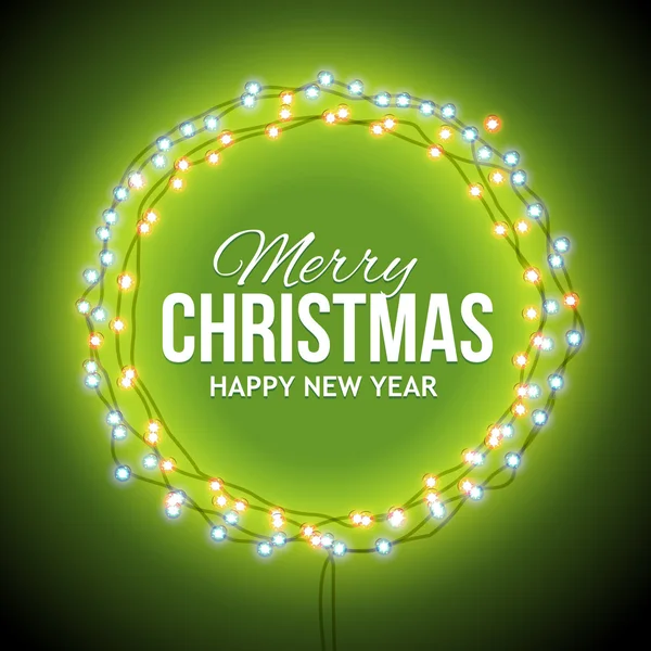 Glückwunsch zu Weihnachten mit grünem Licht — Stockvektor