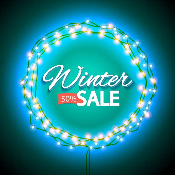 Winter sale lights frame — Stock Vector