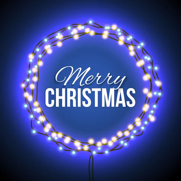 Felicidades a la Navidad con luces azules — Vector de stock