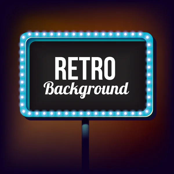Night retro sign with lights — Stock Vector