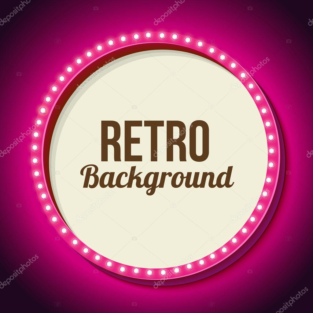 Retro frame circle with neon lights