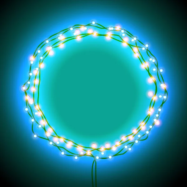 Round frame with garlands and lights — Stock Photo, Image