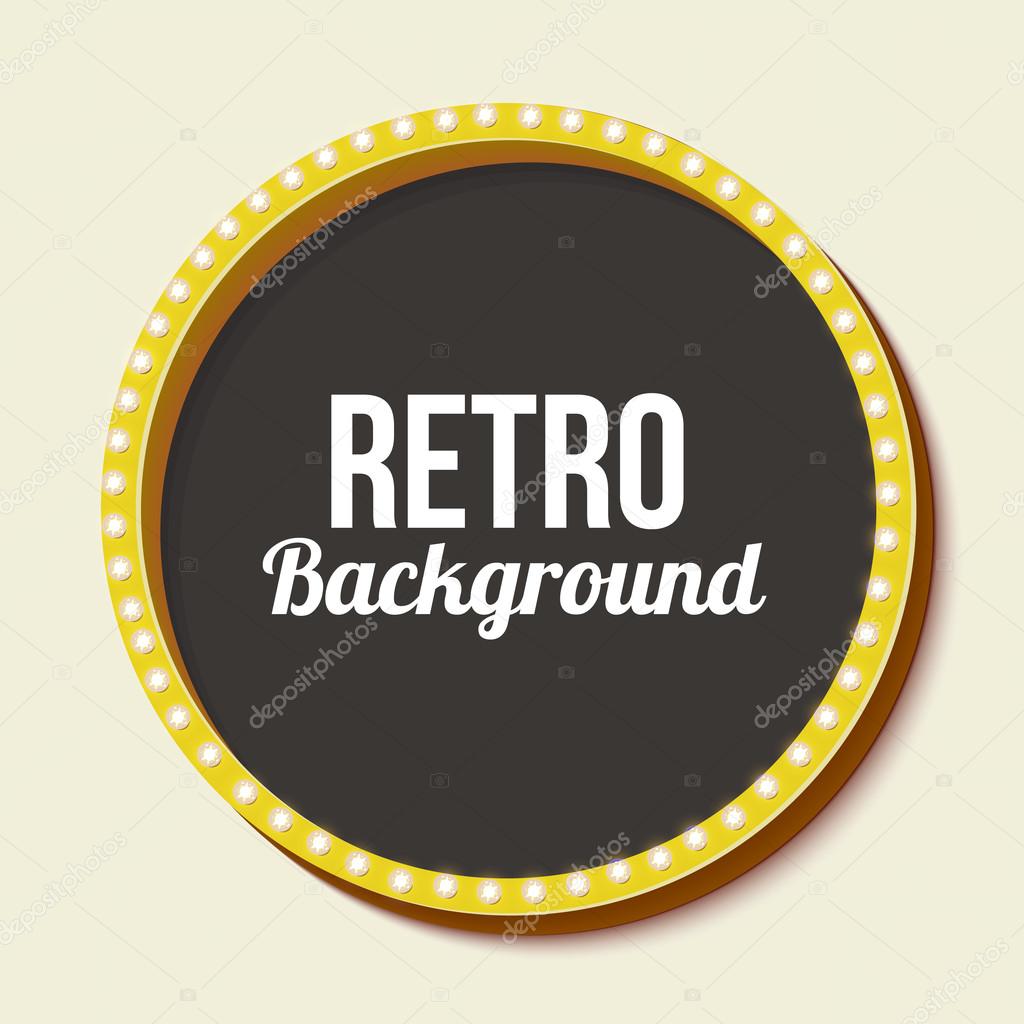 Retro frame circle with neon lights