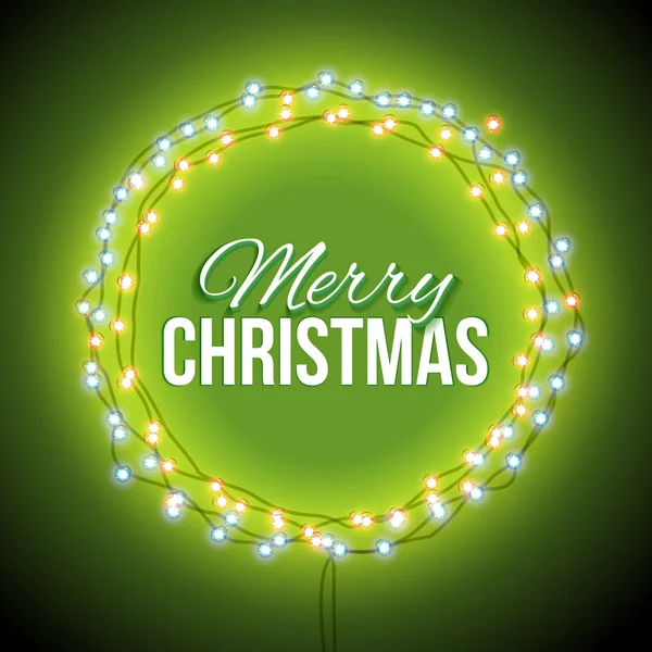 Congratulation to Christmas with green lights — Stock Photo, Image
