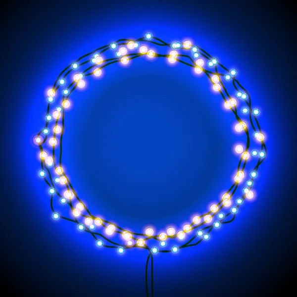 Round frame with garlands and lights — Stock Photo, Image