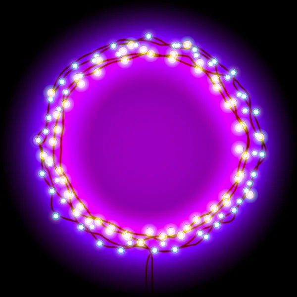 Round frame with garlands and lights — Stock Photo, Image