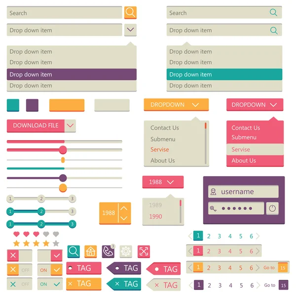 Rancangan elemen datar, set ui . — Stok Foto