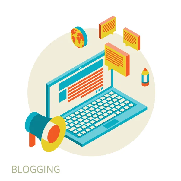 Design isométrico conceito moderno de blogging — Fotografia de Stock
