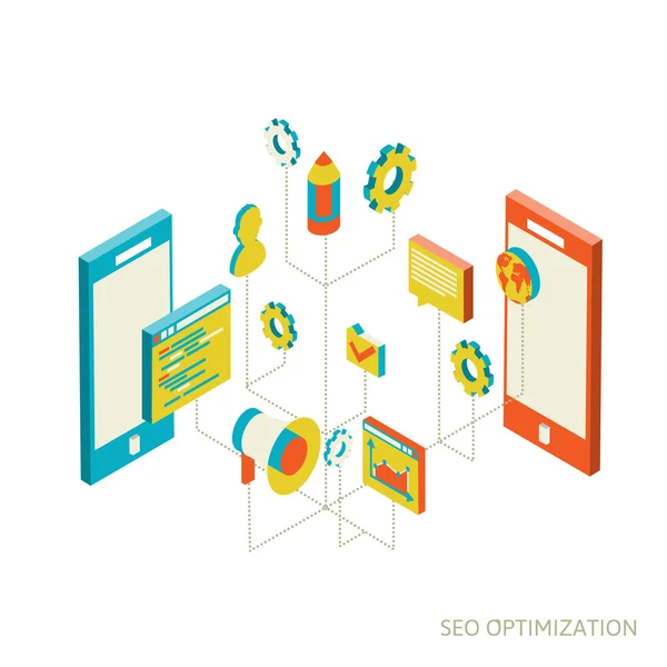 Izometrik arka plan seo optimizasyon — Stok fotoğraf