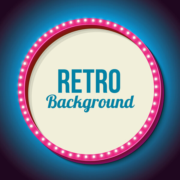 Retro frame circle with neon lights