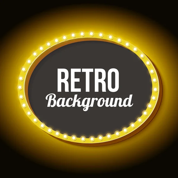 Neon ışıkları ile Retro kare daire — Stok Vektör