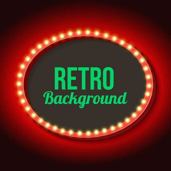 Retro frame circle with neon lights — Stock Vector