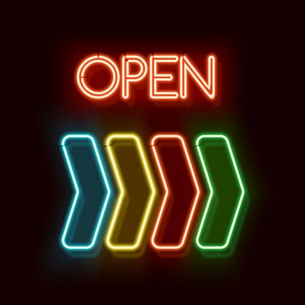 Retro Neon sign Open — Stock Vector