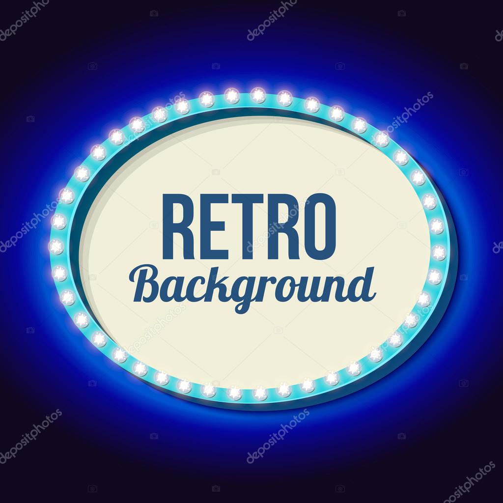 Retro frame circle with neon lights