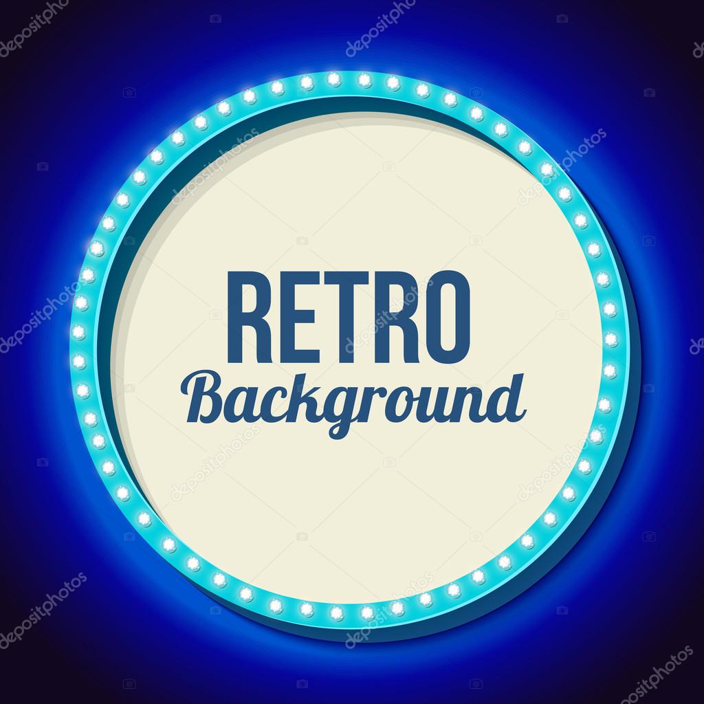 Retro frame circle with neon lights