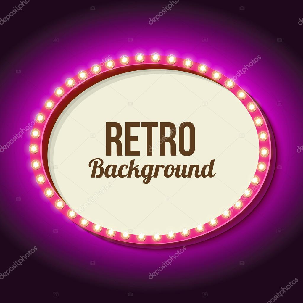 Retro frame circle with neon lights