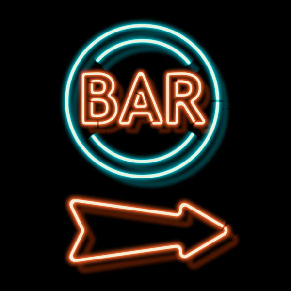 Insegna neon vintage con indicazione del bar — Vettoriale Stock