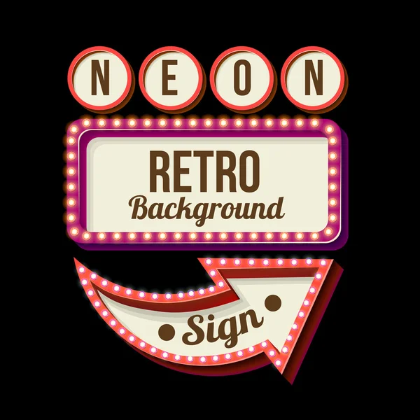 Night retro sign with lights — Stock Vector