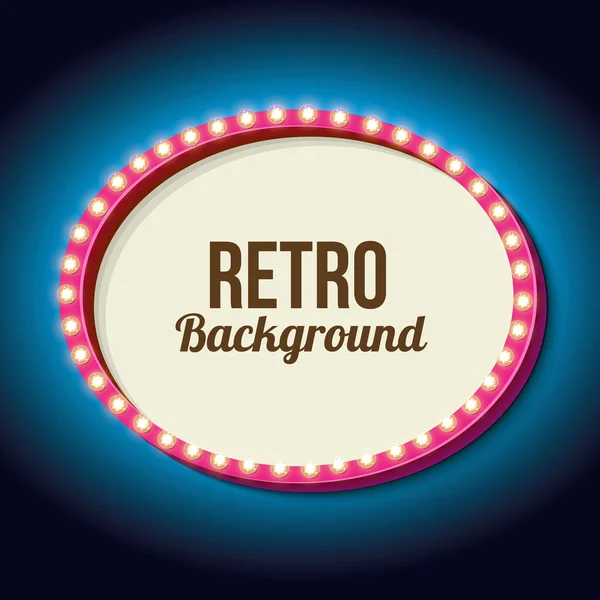 Retro frame circle with neon lights — Stock Vector