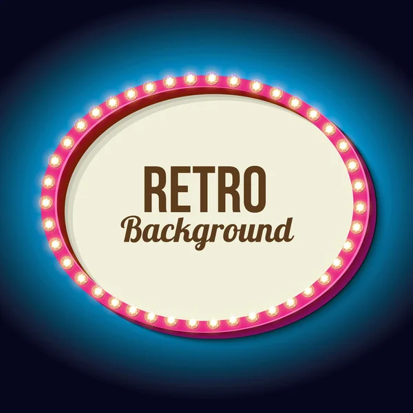 Retro-Rahmenkreis mit Neonlicht — Stockvektor