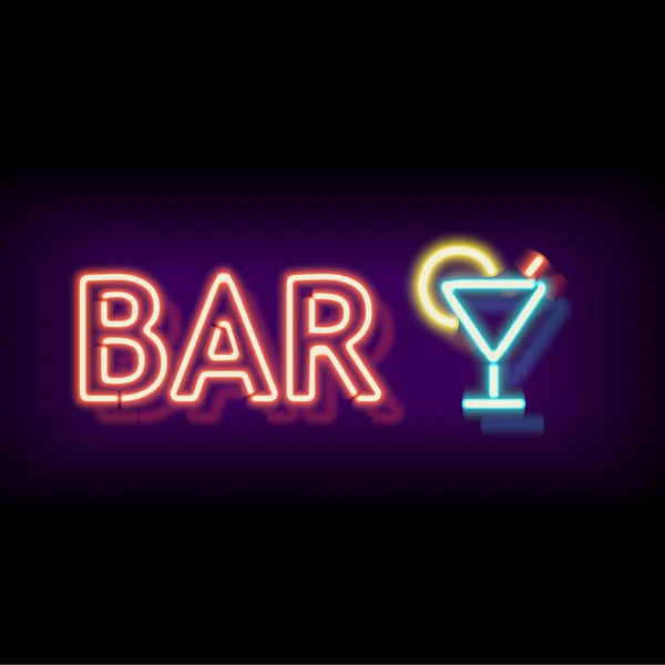 Vintage neon sign with an indication of the bar — Stock Vector